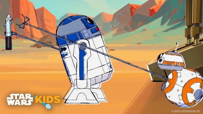 R2-D2, BB-8, and Rey's Lightsaber on the Loose