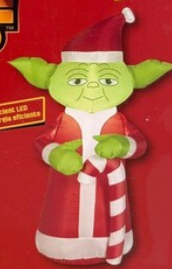 Yoda (Santa Outfit Candy Cane) - Star Wars Gemmy Airblown Inflatable Yard Figures 