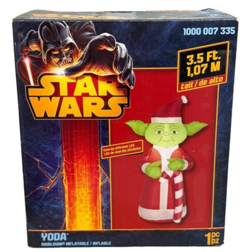 Yoda (Santa Outfit Candy Cane) - Star Wars Gemmy Airblown Inflatable Yard Figures 
